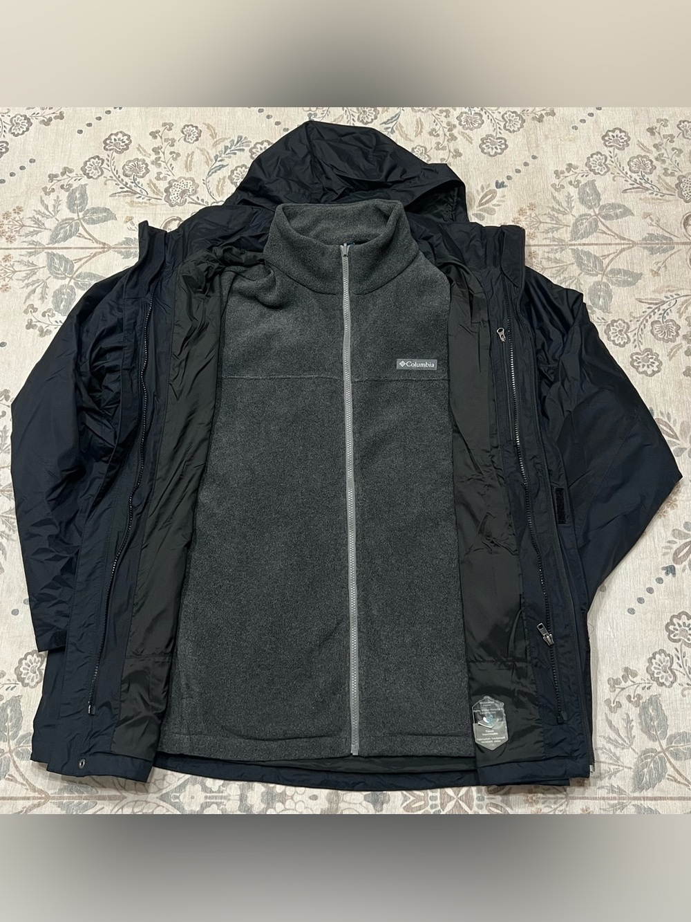 Columbia Men's Eager Air Interchange Jacket 3-in-1 Size XL Tall Black / Gray